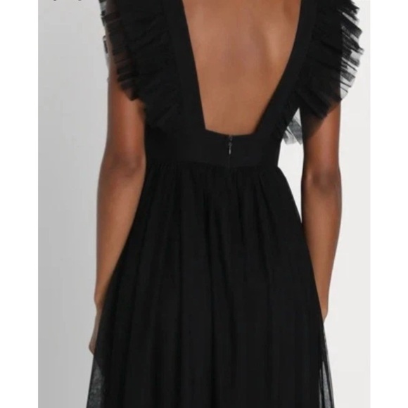 Lulu's Black Ruffle Maxi Dress Medium - Picture 4 of 5